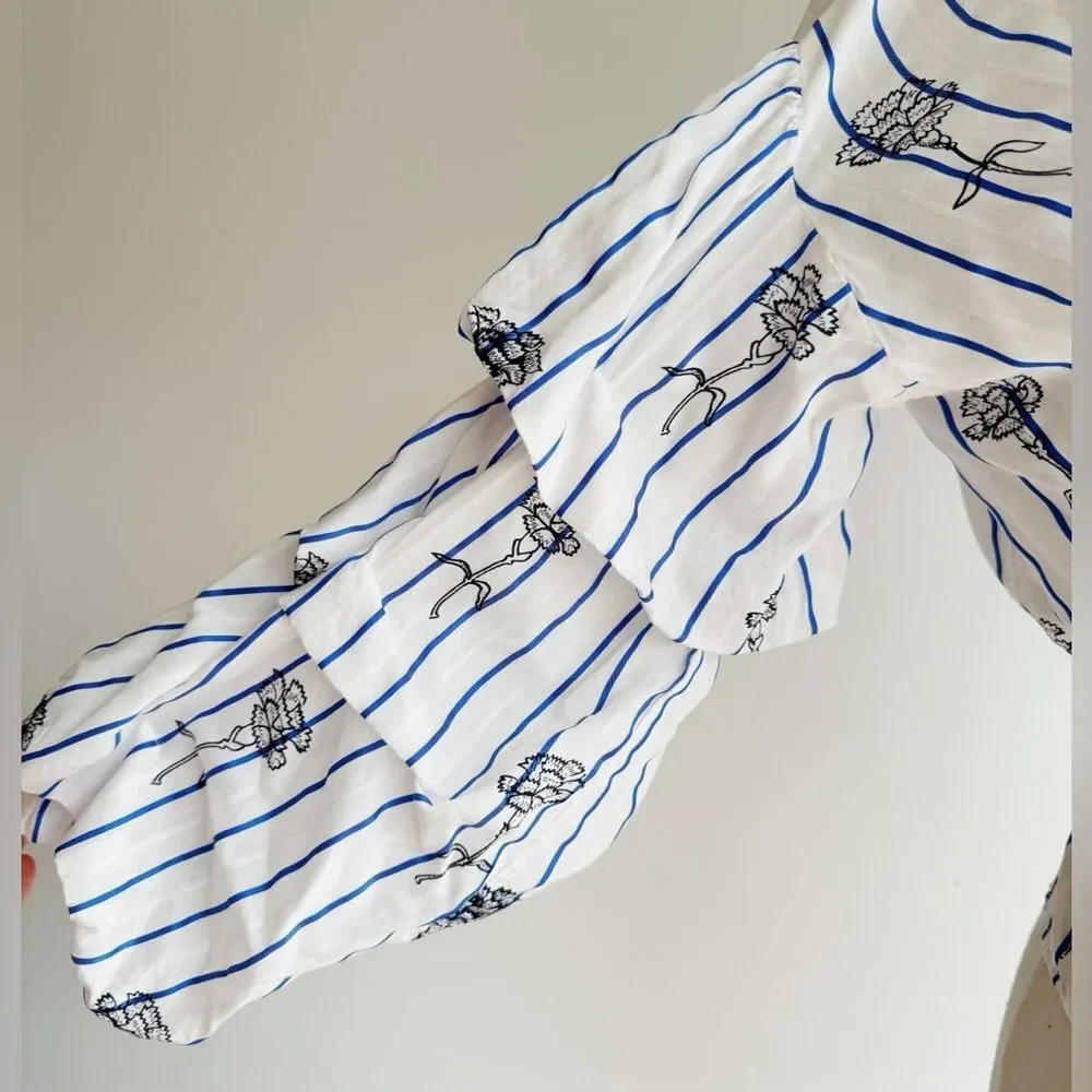 Club Monaco Bindell Ruffle Wrap Blouse Size Small